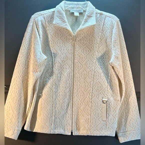 RAFAEL WOMEN’S FULL ZIP CREAM BLAZER JACKET SIZE PXL - Picture 1 of 4